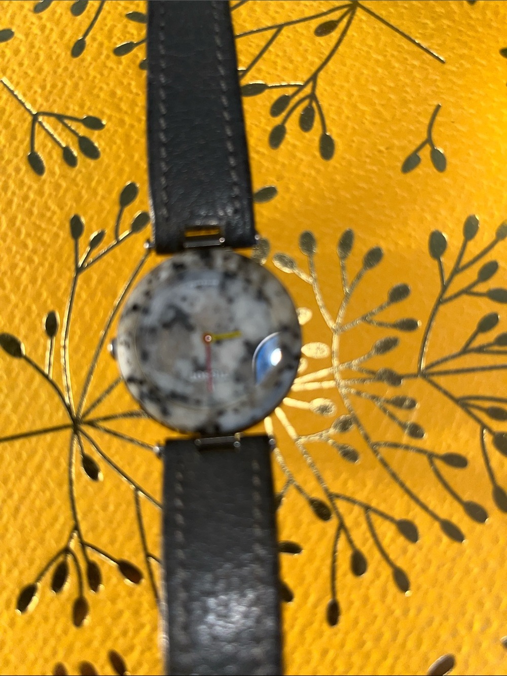 Source Unknown Black Bracelet with White Marble Dial